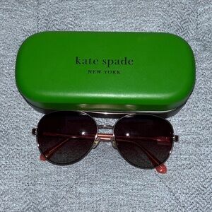 kate spade Brown Gradient Aviator Sunglasses with Gold Frame